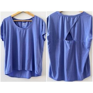 L.L. Bean Ribbed Performance Short Sleeve Top Women's Large Periwinkle Purple